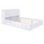 Grand lit plateforme avec rangement et tablettes gigognes, blanc