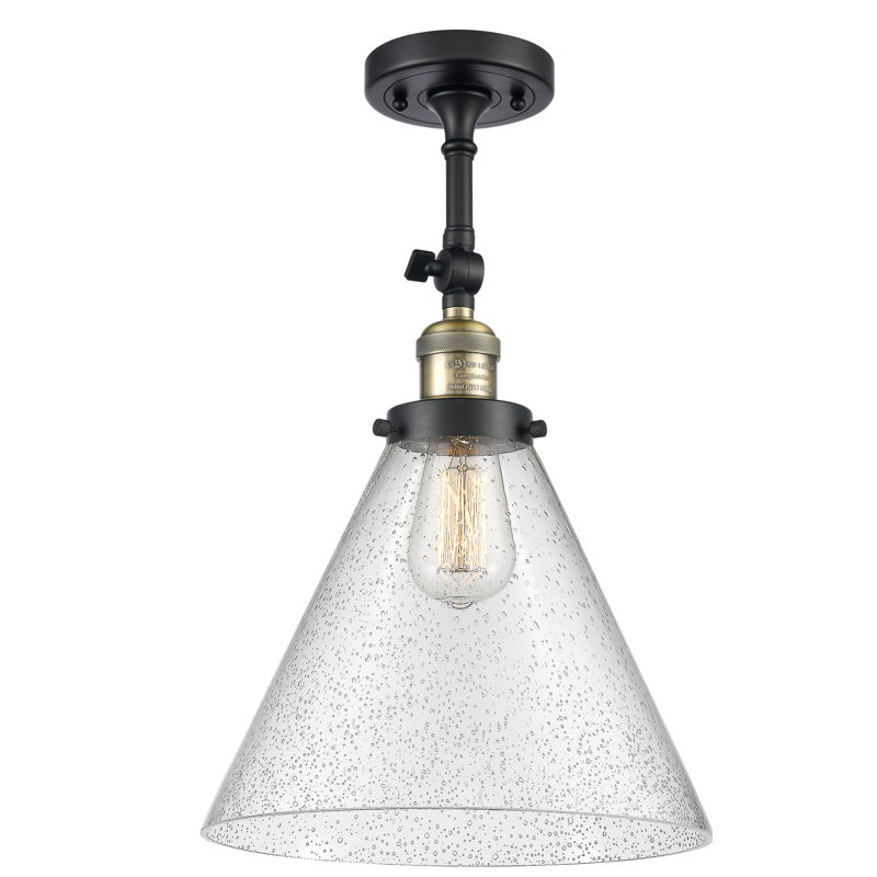 Plafonnier semi-encastré 1 lumière 12 po Tenny, Ampoule DEL 6 watts Vinage, Grainé, Laiton antique noir