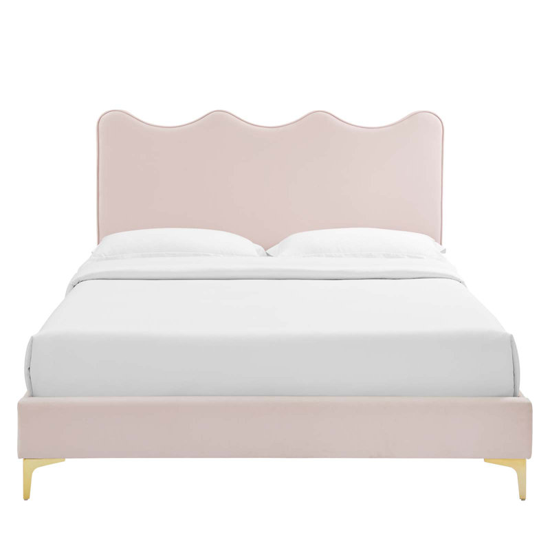 Modway Current Performance Velvet Platform Bed, Full, Pink