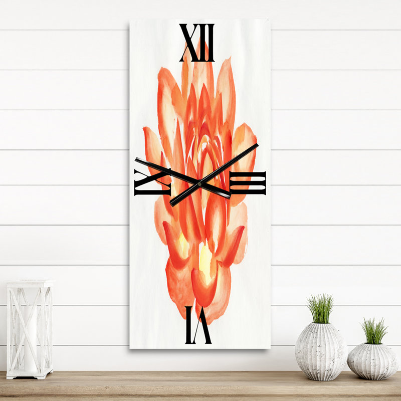Détail rétro d'un lotus orange - horloge murale traditionnelle, Petit