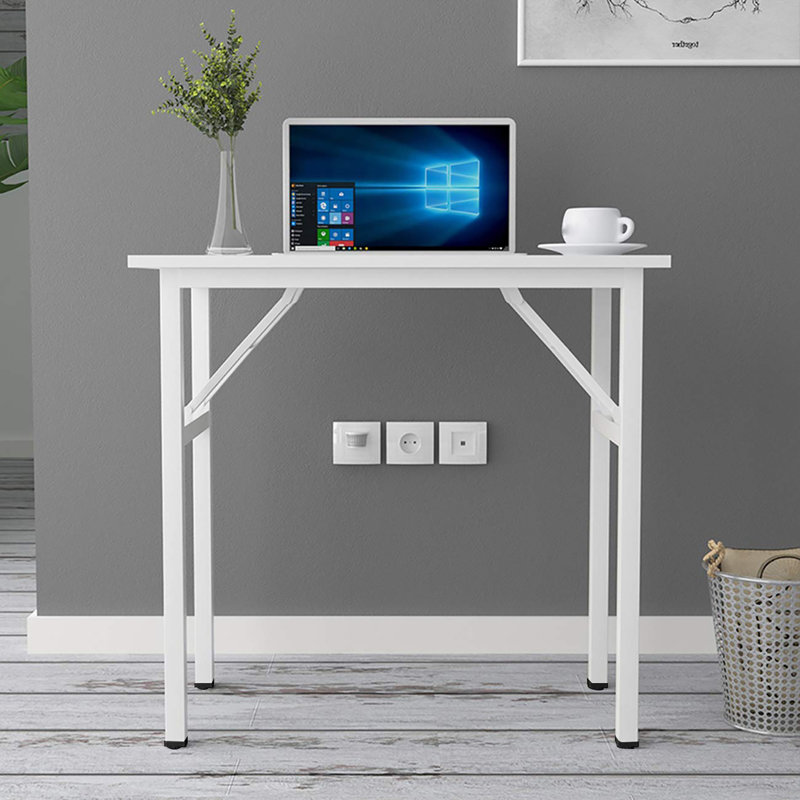 Katie Adjustable Metal Base Computer Desk, White, 29.9" H x 55" W x 23.7" D