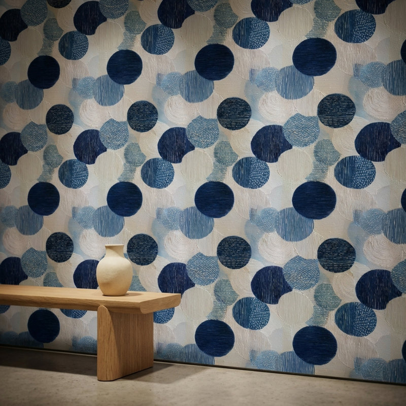 Papier peint géométrique, cercles abstraits, décoration murale, Peler et coller