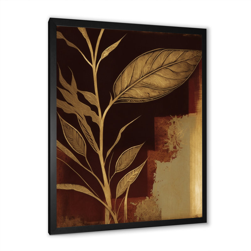 Terra Cotta Chocolate Leaves V - reproduction sur toile, H 20 po x l 12 po x P 1 po, Toile avec cadre photo noir