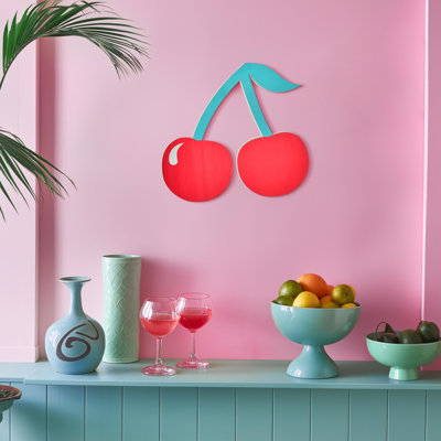 Plaque murale Gracie Oaks Tipy Cherries - 20 po x 18 po x 0,75 po