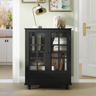 Mekyle 38''H Buffet Cabinet With 2 Glass Doors And Drawer