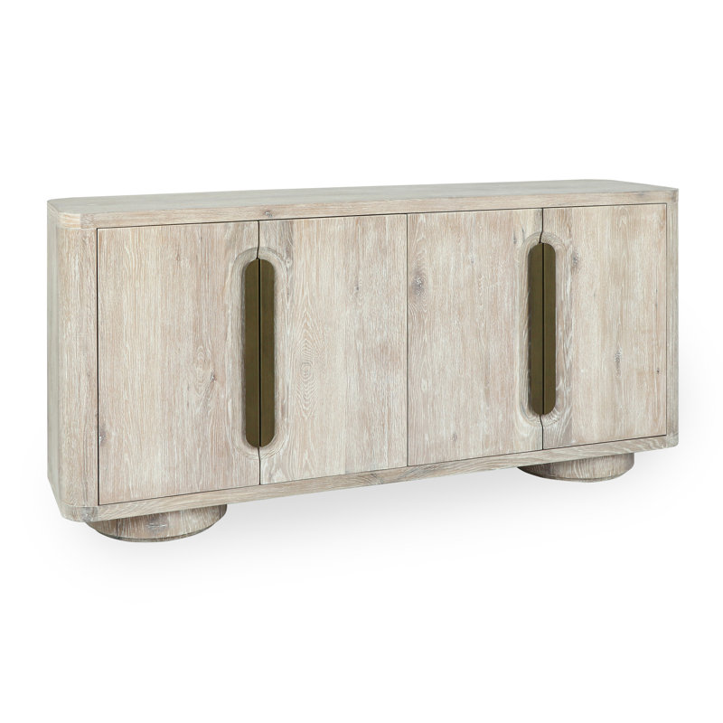 Tiber 74" Oak Veneer Wood Buffet Sideboard In White Wash, White Wash
