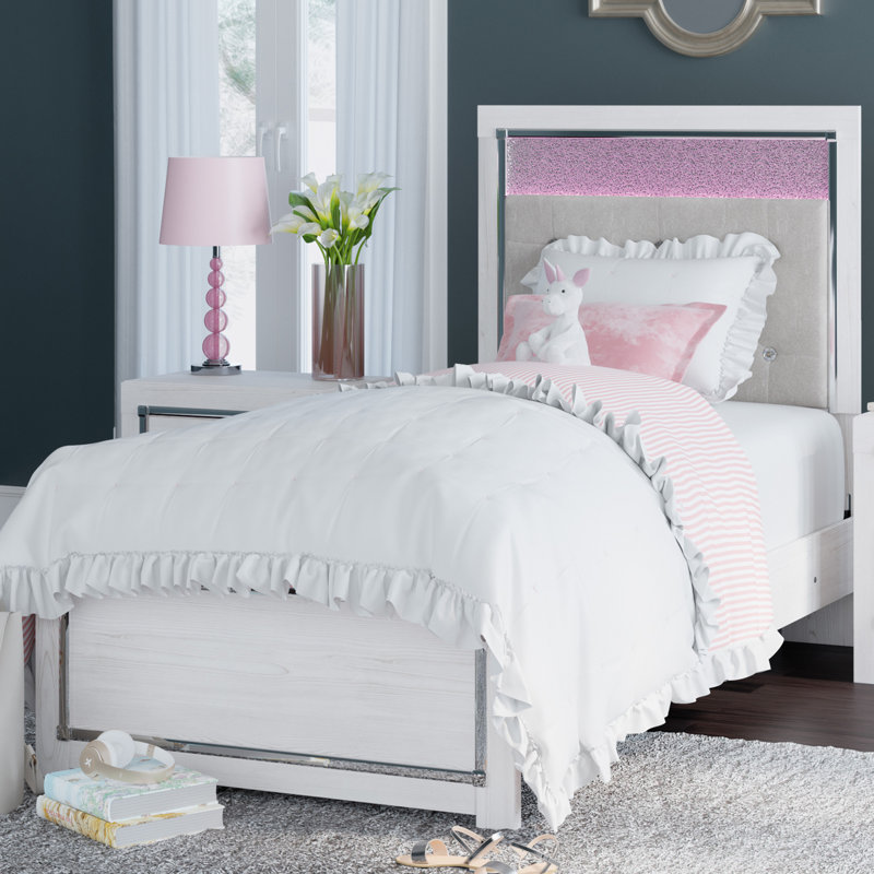 Beamond Upholstered Panel Bed, Twin