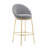 Celano Indoor Metal Upholstered Barstool, Gold-Plated Frame And Mixed Gray Upholstery, Set Of 2-1260164109
