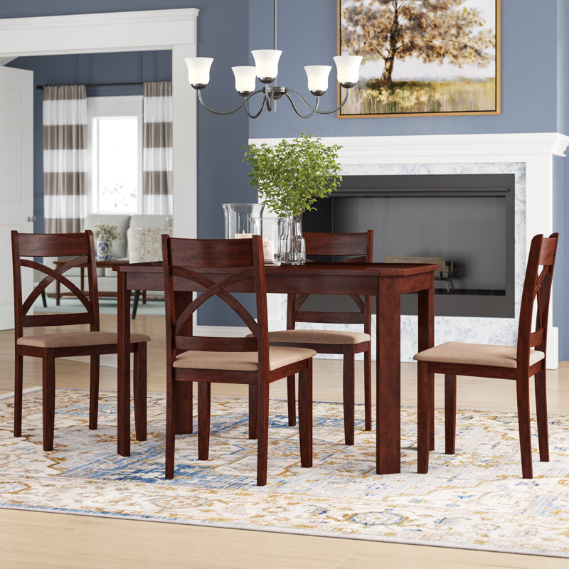 Brozak 4 - Person Solid Wood Solid Wood Top Four Leg Dining Set, Espresso
