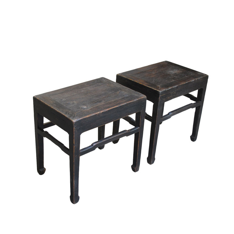 Pair of 19th Century Black Lacquered Side Tables