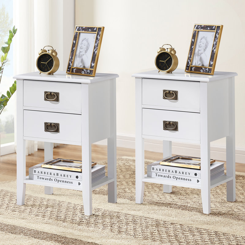 Miramontes 15.7'' W Nightstand, White, Set of 2
