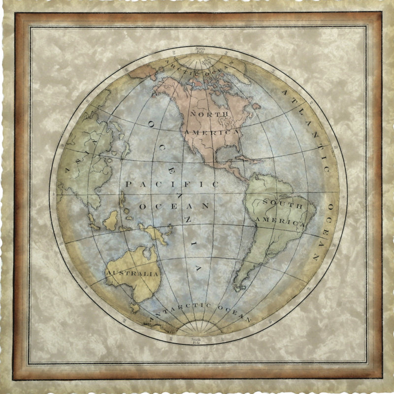 Small Western Hemisphere - Wrapped Canvas Painting, 91cm H x 91cm W x 3.8cm D