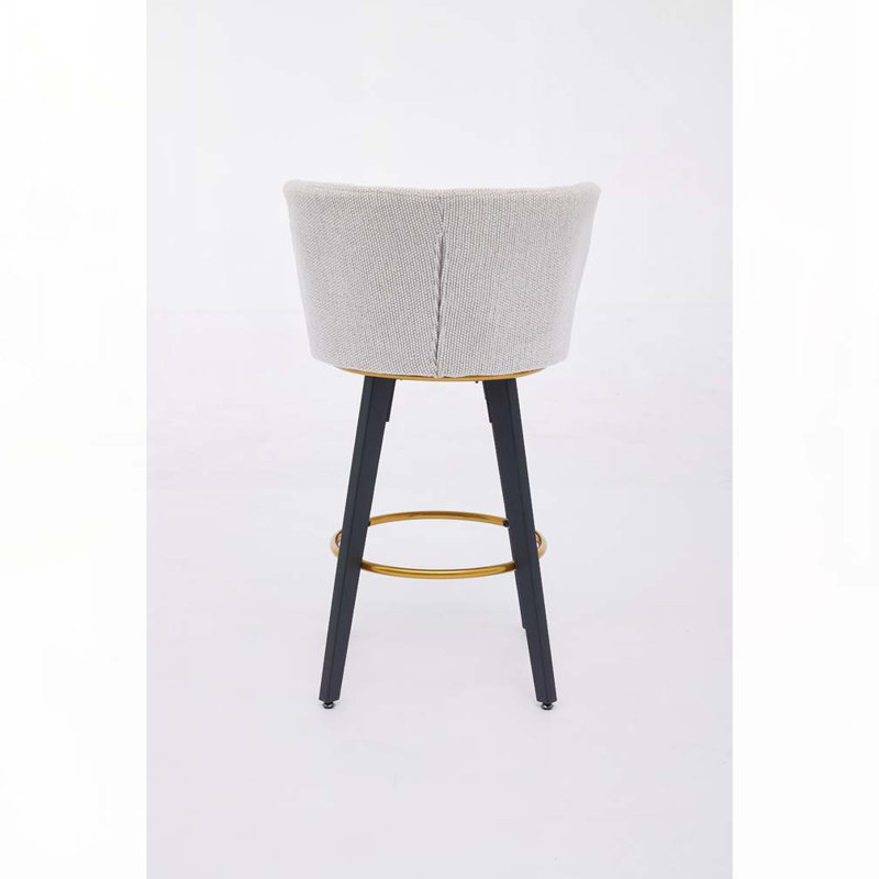 Swivel Polyester Upholstered Metal Bar Stools Set with Footrest,Back, Beige