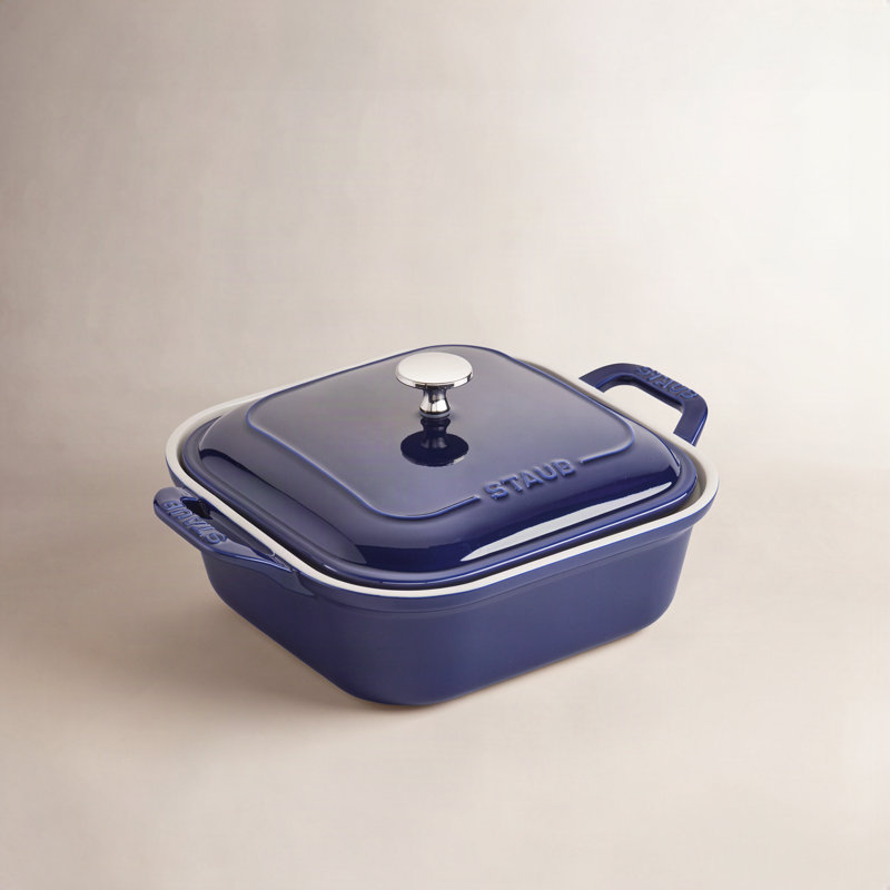 Staub Ceramic 9-inch x 9-inch Square Covered Casserole, Dark Blue