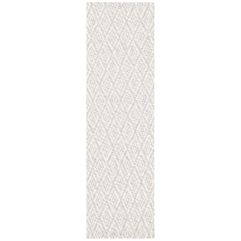 Tapis beige / crème en laine / coton touffeté à la main Jerimiah, Tapis de couloir 2 pi 3 po x 8 pi