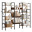 Bibliothèque à 4 niveaux, bibliothèque avec 11 tablettes ouvertes, bibliothèque réglable de style industriel rustique