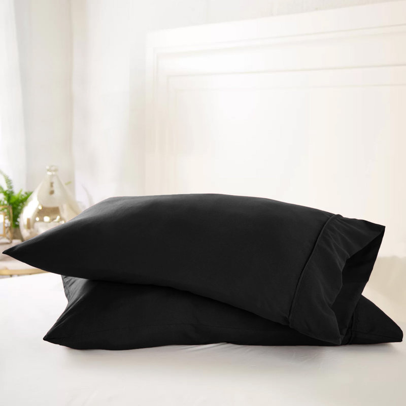Ensemble de 2 taies d'oreiller en microfibre, Noir