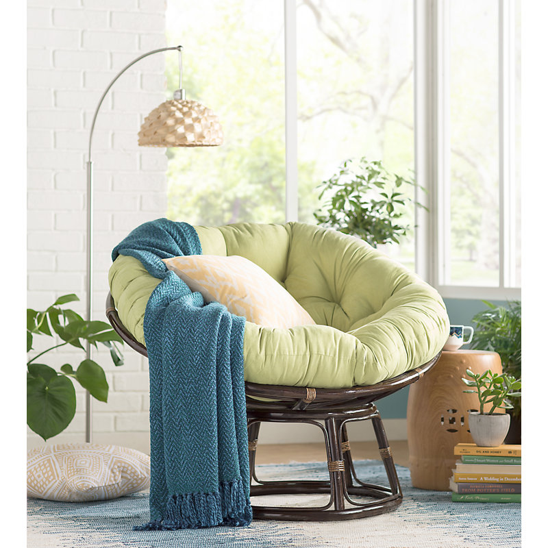 Fauteuil Papasan capitonné de 42 po de largeur Zowie, Microfibre lime mojito