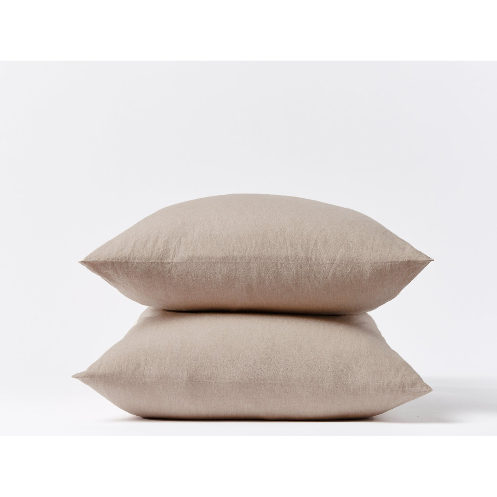 Crinkled 100% Cotton Percale Pillowcase - Set of 2, King Pillowcase, Hazel Chambray