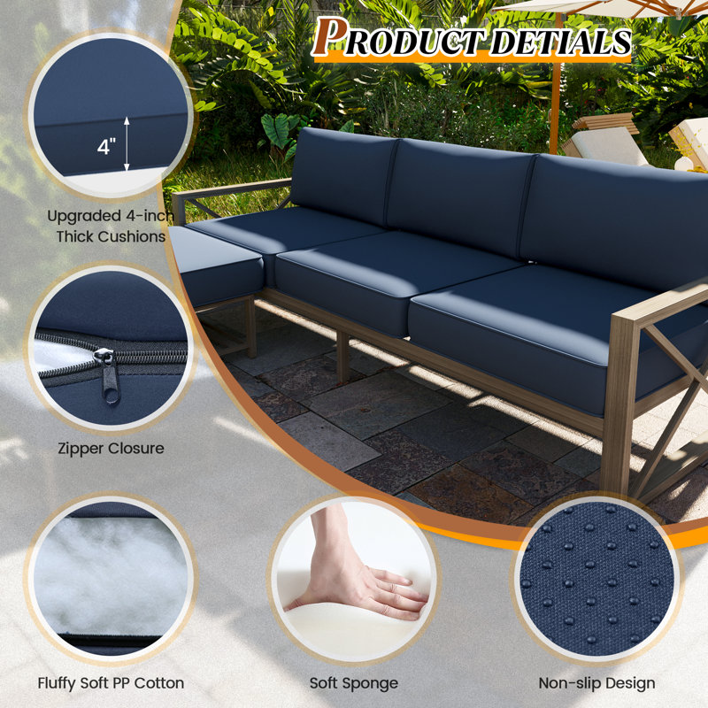 Ensemble de coussins de remplacement pour l'extérieur 4 po, Marine