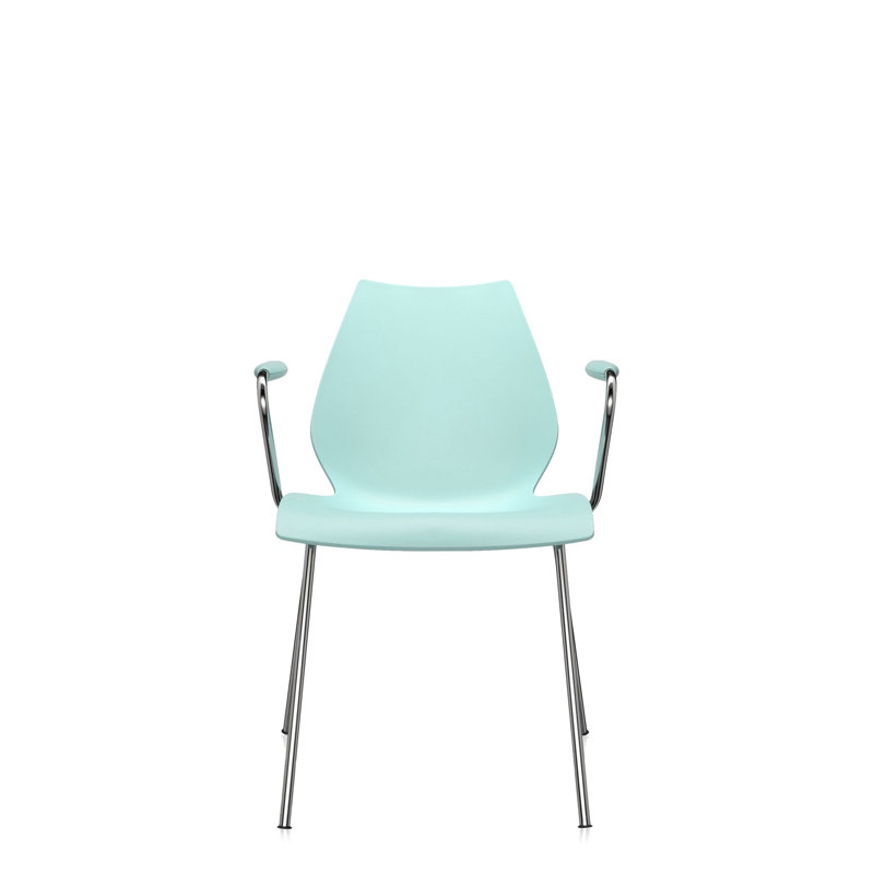 Maui Chair by Vico Magistretti, Zinc White, Chrome Steel