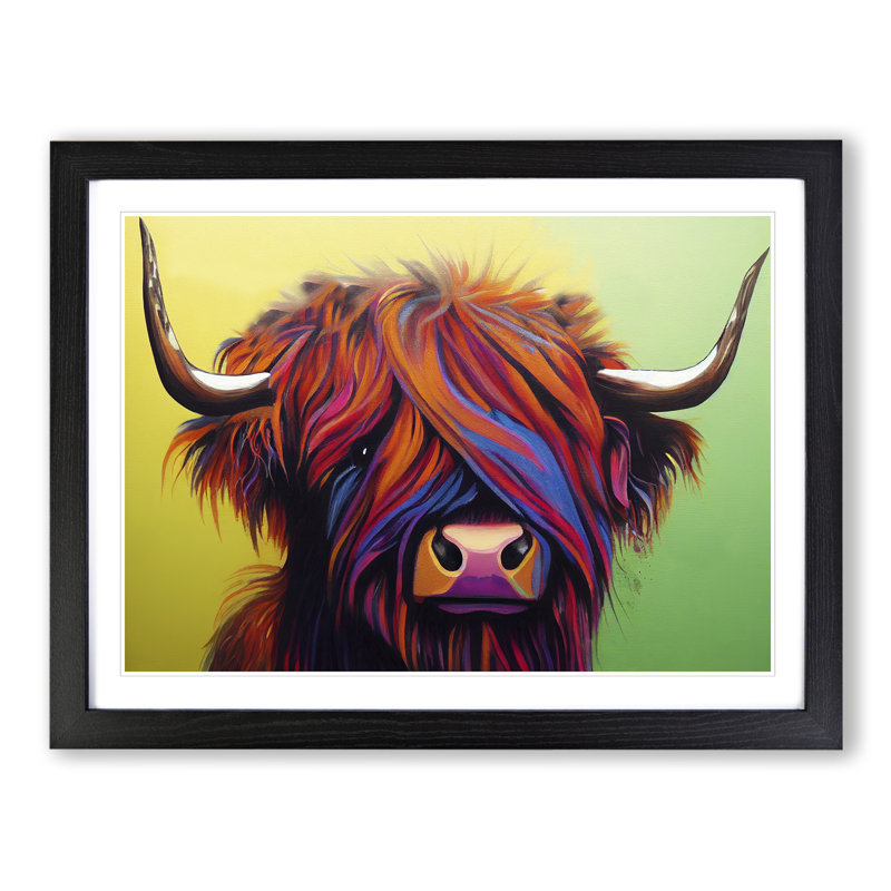 Attractive Highland Cow - Framed Print, 34cm H x 46cm W x 2cm D, Black