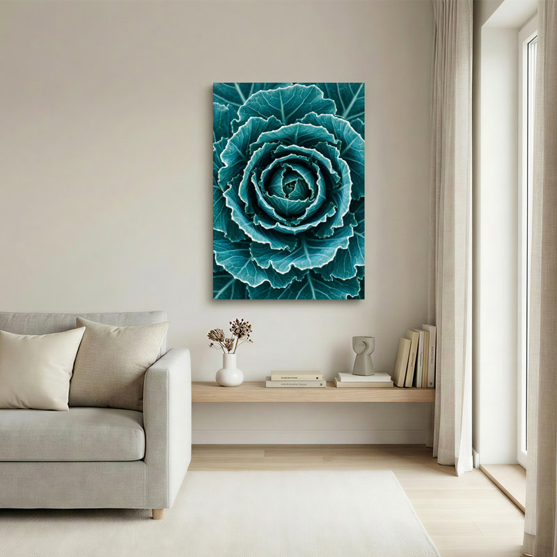 Sarcelle, spirale, feuille de chou, texture, photographie sur toile, 48"H x 32"W