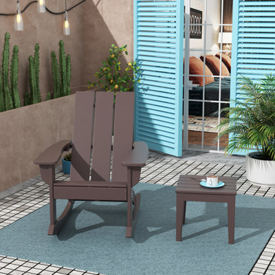 Outdoor Joubert HDPE Plastic Rocking Chair and Table