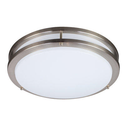 Nateisha 12 in. Brushed Nickel Round Double Ring LED Flush Mount Dimmable Ceiling Light Watt Selectable 5CCT