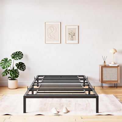 Heavy Duty Queen Metal Platform Bed Frame with Reinforced Steel Slats | Noise-Free, Under-Bed Storage, No Box Spring Needed & Easy Assembly