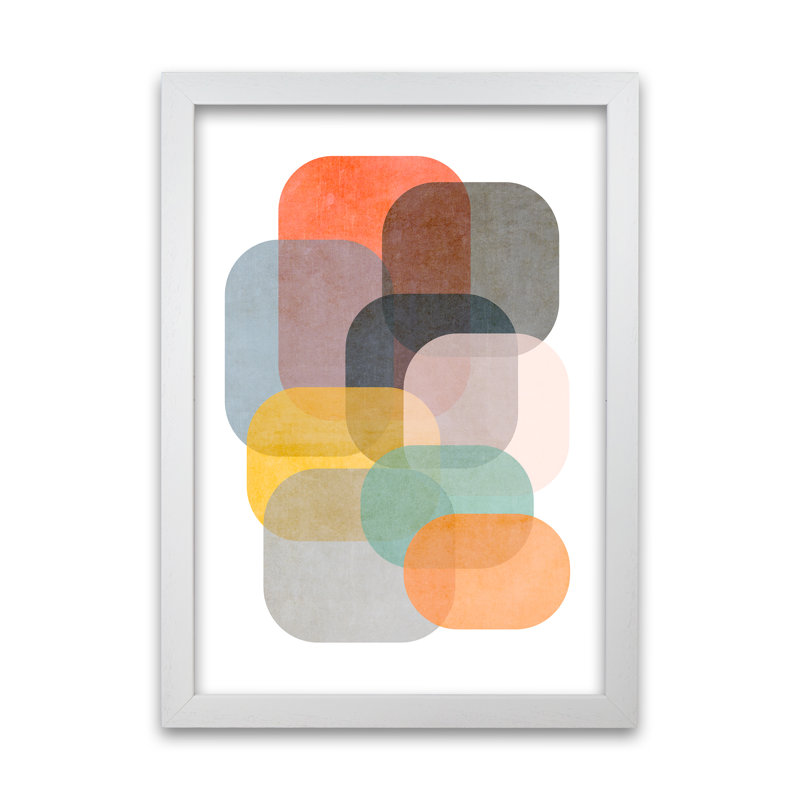 Colourful Abstract Shapes A - Print, White Frame, 30cm H x 21cm W x 3cm D
