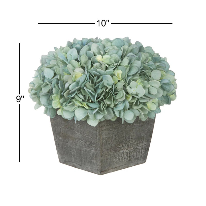 Arrangement d'hortensias artificiels en pot, Café / sauge