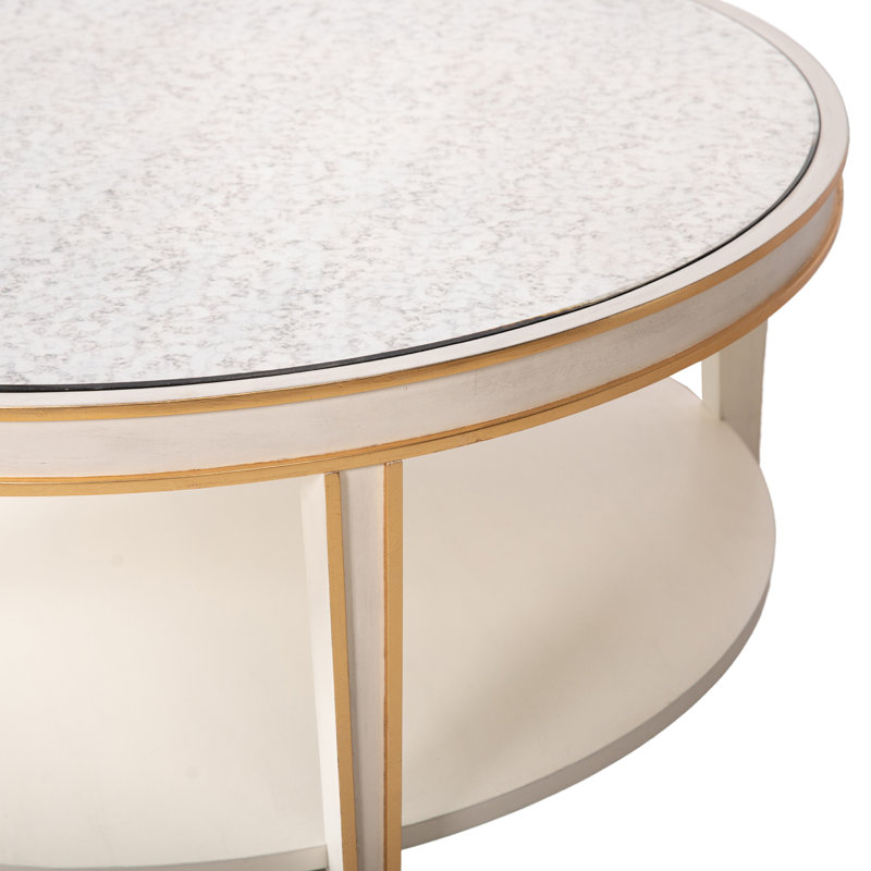 Table basse ronde à 4 pieds Lilly, Blanc antique
