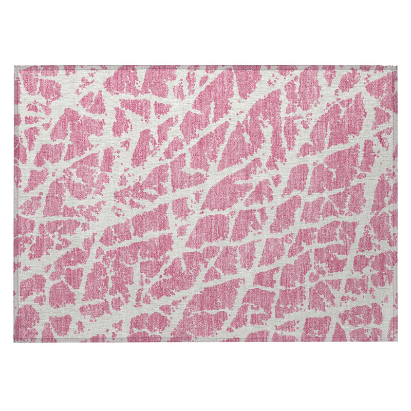 Tapis intérieur antidérapant lavable et antidérapant 2 pi x 3 pi rose et ivoire