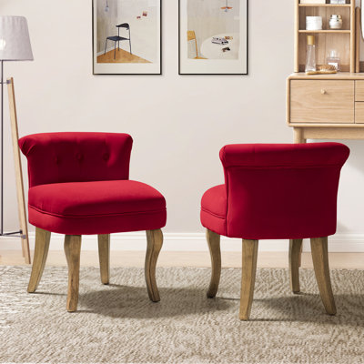 Tufted Velvet Side Chair with Solid Wood Legs (Set of 2)