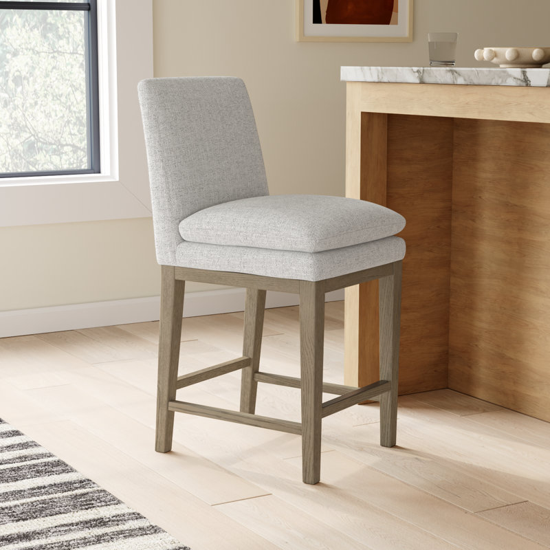 Bethea 26'' H Upholstered Counter Stool, Gray Heathered