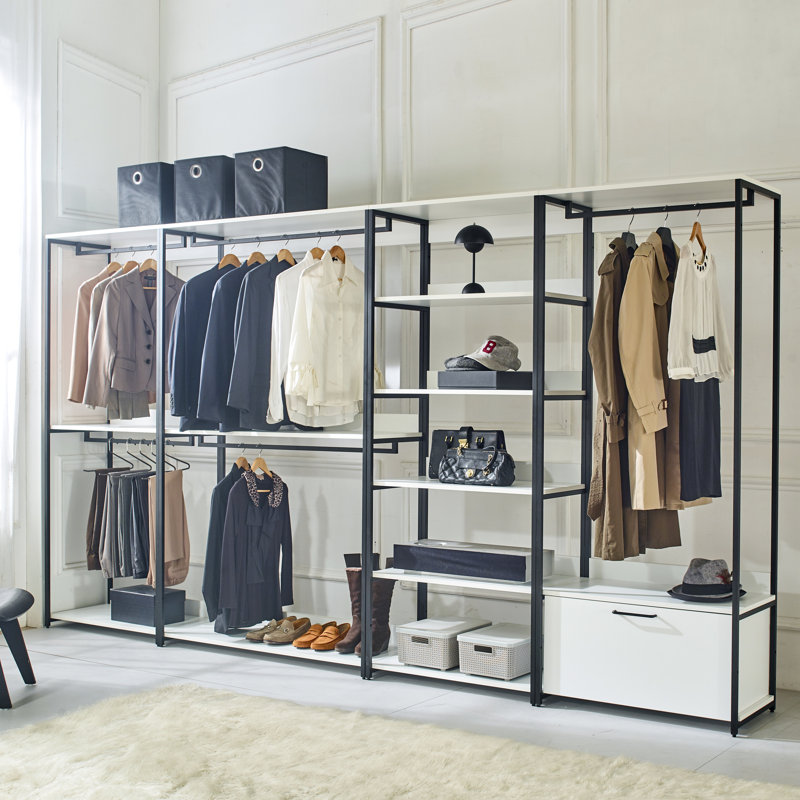 Garde-robe 47 po avec cadre en métal, rangement profond, eau et chaleur, structure thermolaquée Stain Scratch E0, espaces de rangement, pour chauffer, et