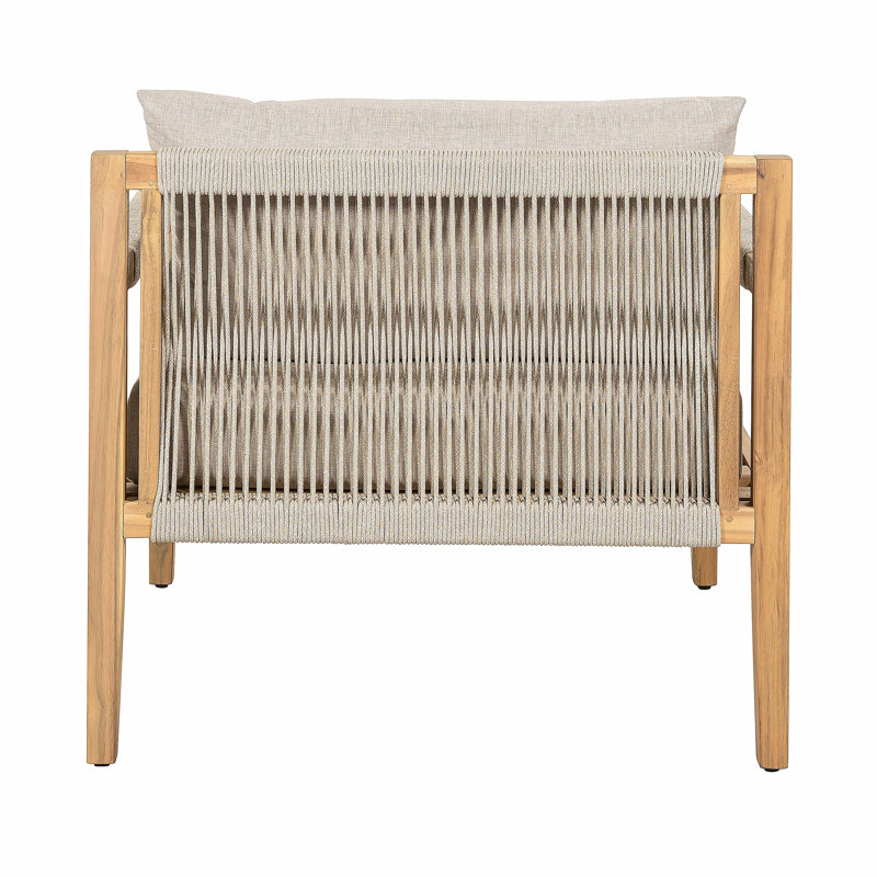 Ensemble rustique en bois d'acacia: 2 chaises en corde + table d'appoint à lattes pour l'extérieur