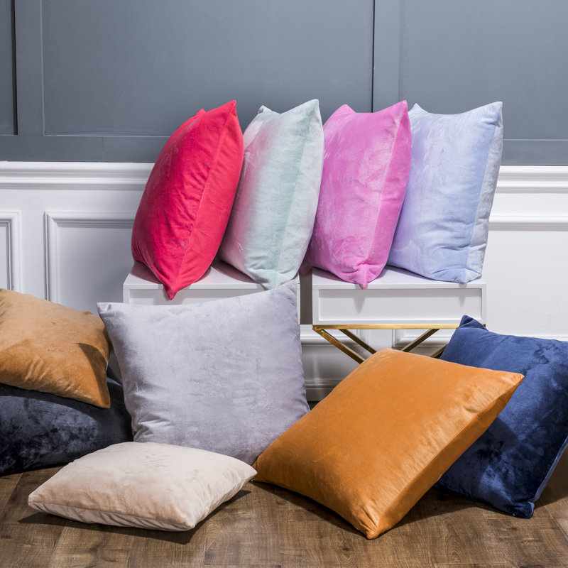 Square Zippered Throw Pillow Cover, Luxury Velvet Cover, Super Soft - NTBAY, 26" x 26", Charcoal Gray