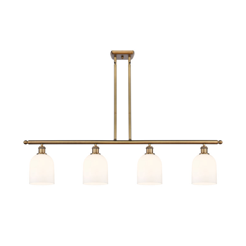 Odaniel 4 - Light Kitchen Island Pendant, Gloss White, Brushed Brass