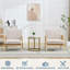Ensemble de 2 fauteuils de salon rembourrés en lin avec sangles en rotin, cadres en bois d'hévéa et sièges en mousse pour les patios