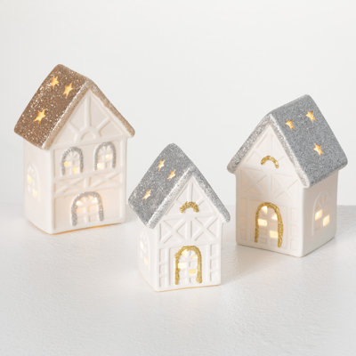 3-Piece Ceramic LED House