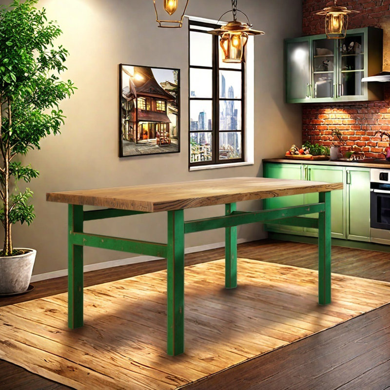 Table rectangulaire en bois vieilli Old Elm, H 30,7 po x L 62,99 po x l 31,49 po, Noir