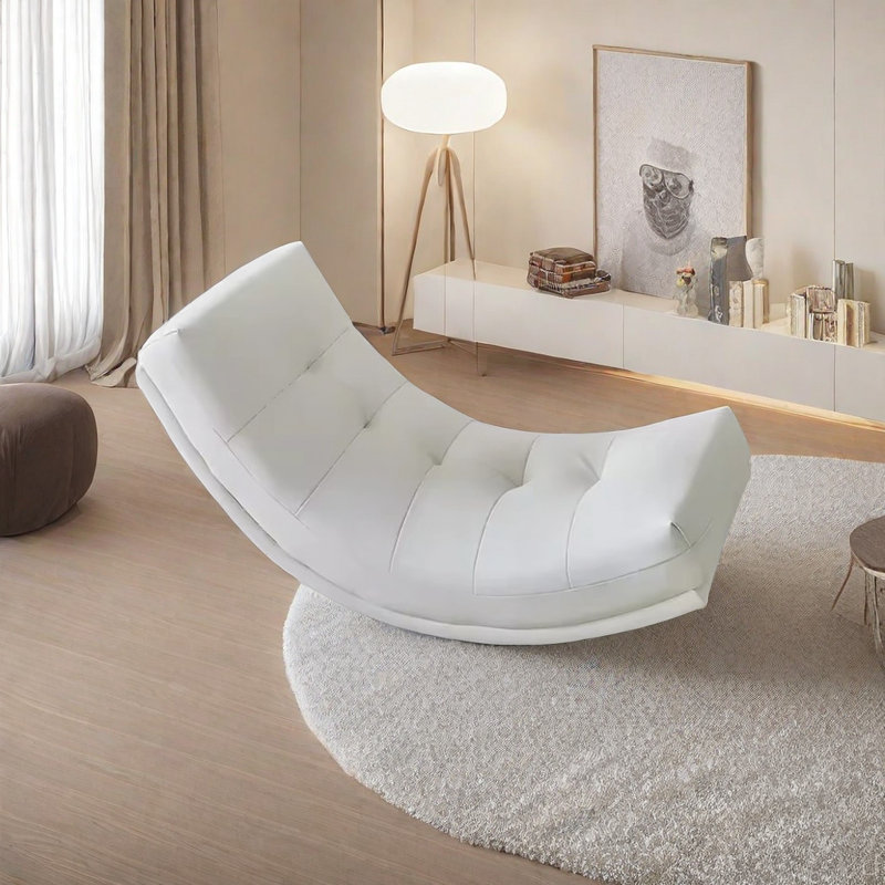 Chaise berçante en bois de frêne, Blanc cassé