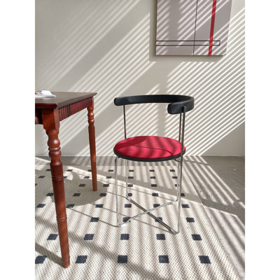 Chaise pliante au design moderne, structure en chrome avec dossier en bois, rembourrée pour les chaises de cuisine du salon, 1 pièce (rouge - 1 pièce)