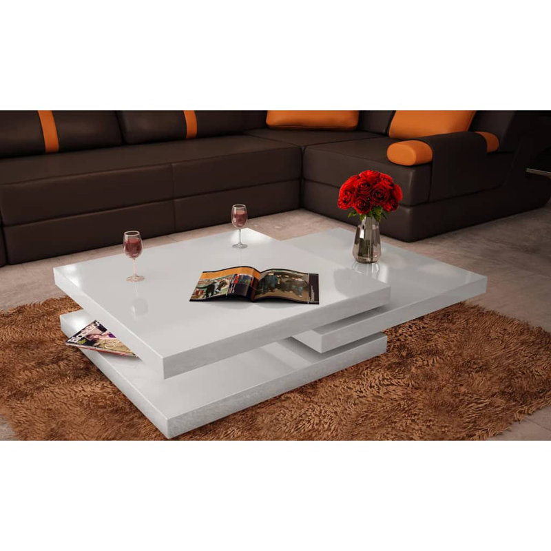 Azmat Floor Shelf Coffee Table with Storage, Black, 13.78cm H x 80cm L x 80cm D