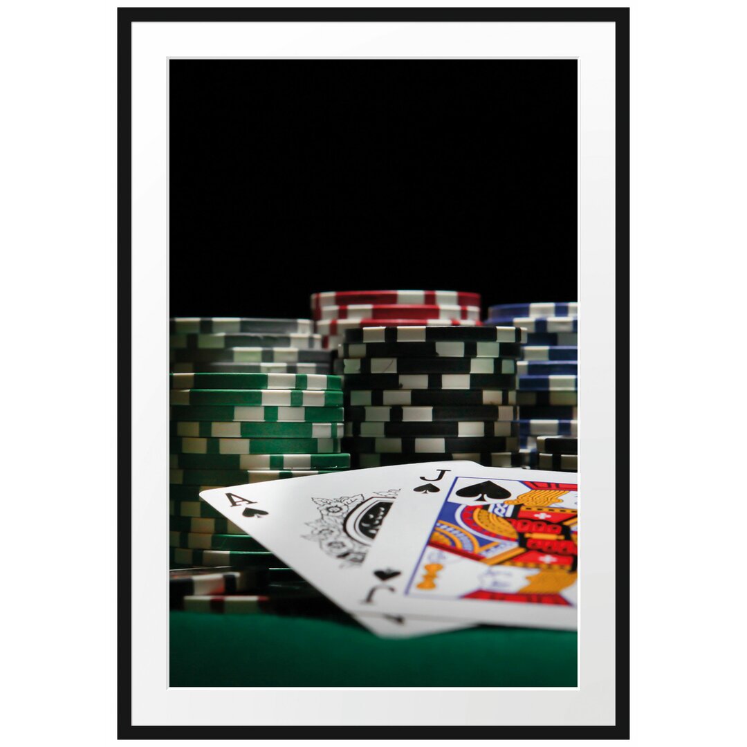 Gerahmtes Poster Pokertisch Las Vegas