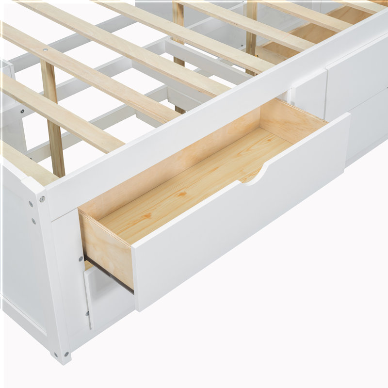 Allcot 4 Drawers Storage Daybed with Bookcase and Cabinet, White