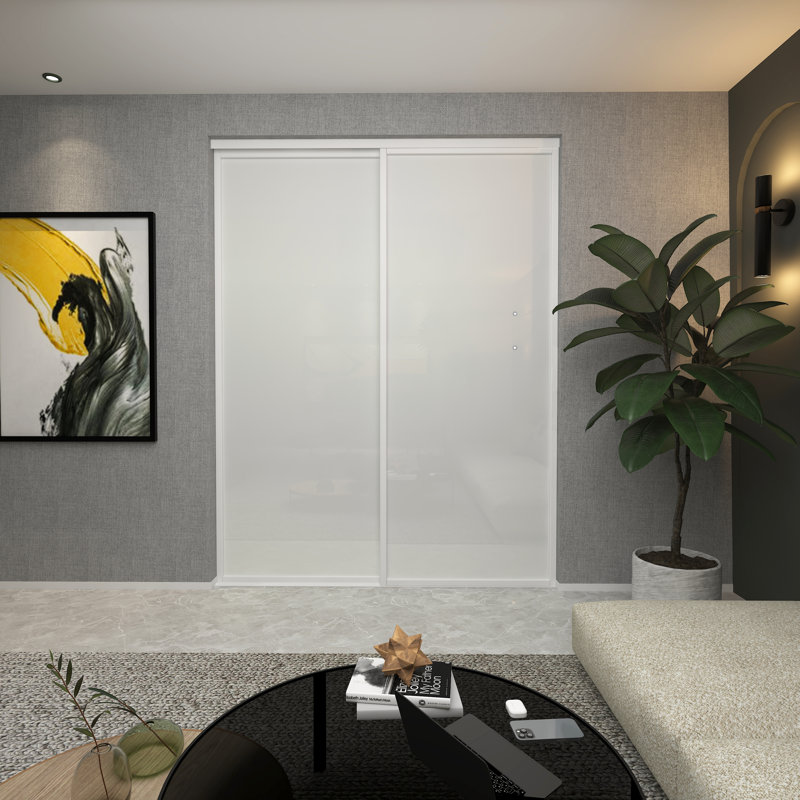 Cloison 2 panneaux coulissants en verre givré - structure en aluminium avec technologie Silent Glide, l 80 po x H 96 po