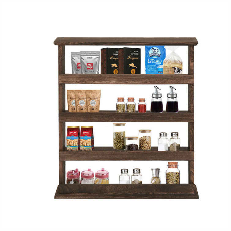 Farmhouse Spice Rack Organizer - Wall Mounted Seasoning Shelf For